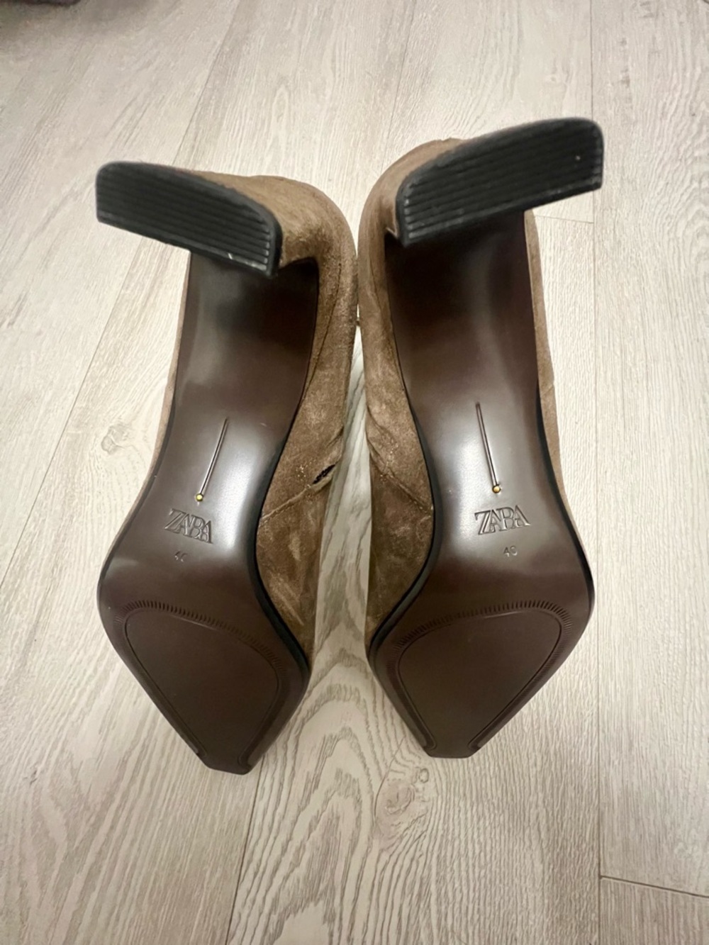 ZARA Suede Split- Leather Taupe Ankle Boots - 9 (40) NWT - Picture 12 of 14